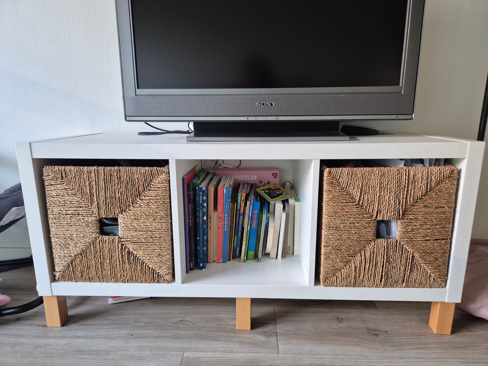 IKEA KALLAX Wit meubel houten poten, Ophalen, Gebruikt, 100 tot 150 cm, Modern, Scandinavisch