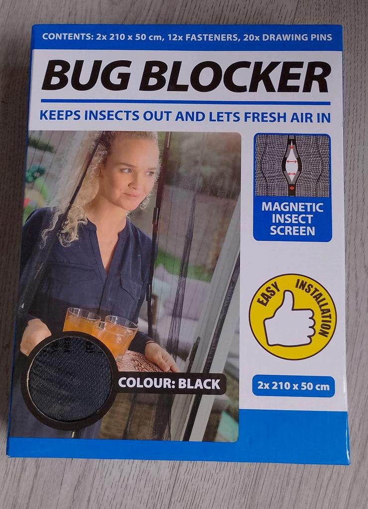 NIEUW MAGNETISCH VLIEGENGORDIJN- Bug Blocker - Zwart, Kunststof, 80 tot 100 cm, Hordeur, Nieuw