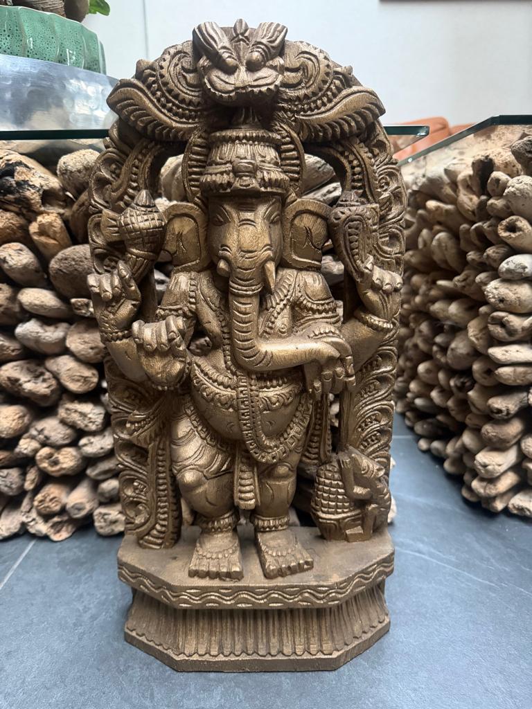 Ganesha houtsnijwerk beeld handwerk boeddha groot 46 cm, Huis en Inrichting, Woonaccessoires | Boeddhabeelden, Verburgt Vintage