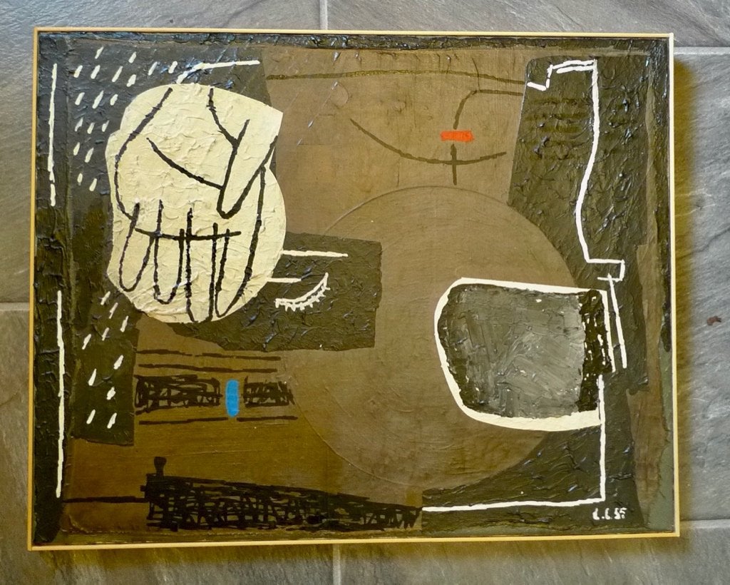 Expressionistisch schilderij gesigneerd "L.C. 55", Ophalen of Verzenden