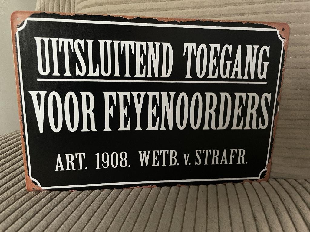 Feyenoord , metalen tekstbord (Old Look), Www.pand50.nl, Nieuw, Ophalen of Verzenden, Printer 29B Coevorden