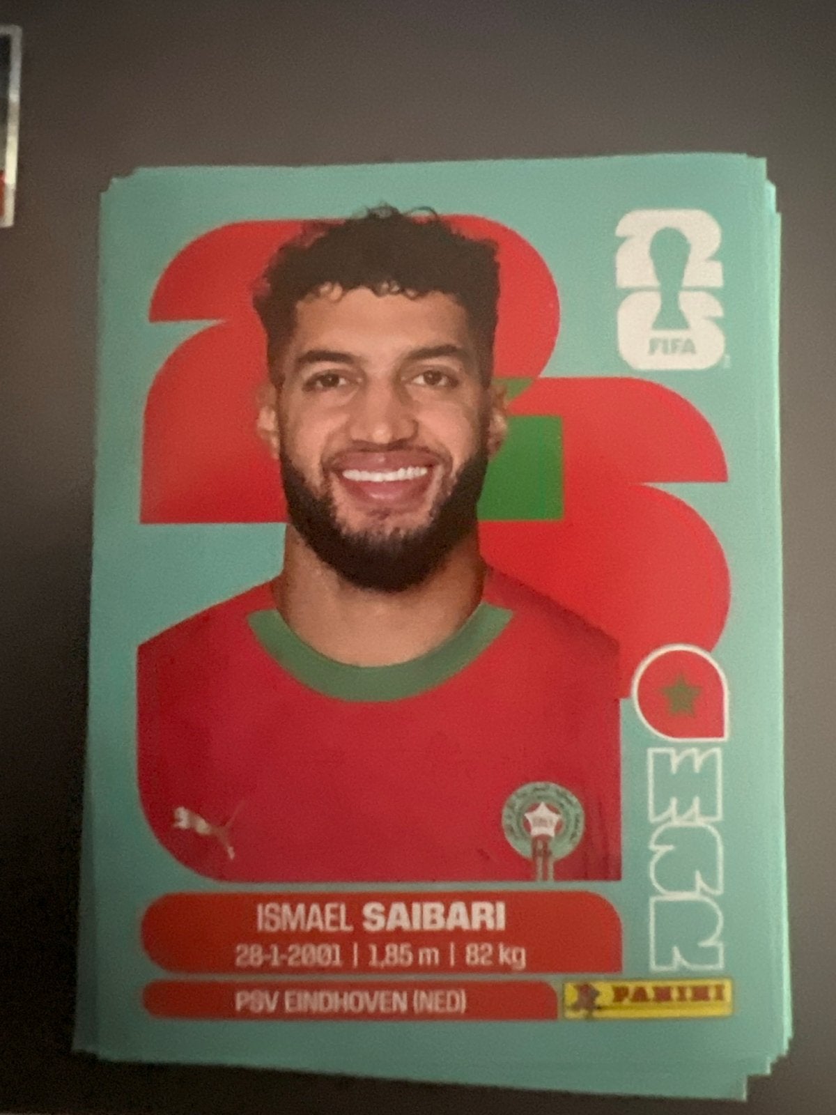Ismael Saibari PSV Panini FIFA wk 2026 sticker, Verzenden, Zo goed als nieuw, PSV, Spelerskaart