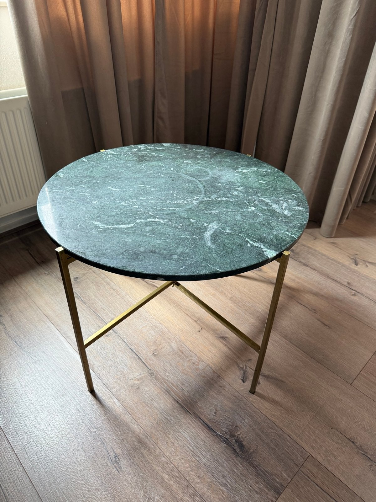 Groene marmeren salontafel, Ophalen, Gebruikt, Rond, Overige materialen