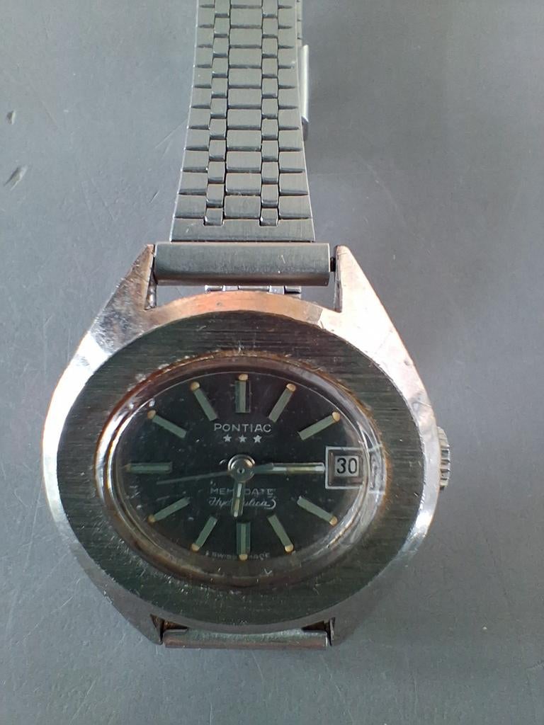 Pontiac,hydraulica,memodate dames horloge, Sieraden, Tassen en Uiterlijk, Horloges | Dames, Ophalen of Verzenden, Staal, Overige merken