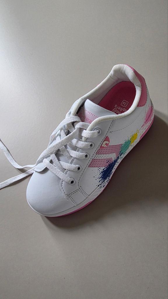 Breezy Rollers rolschoenen maat 34, wit/roze, Ophalen, Nieuw, Kinderen