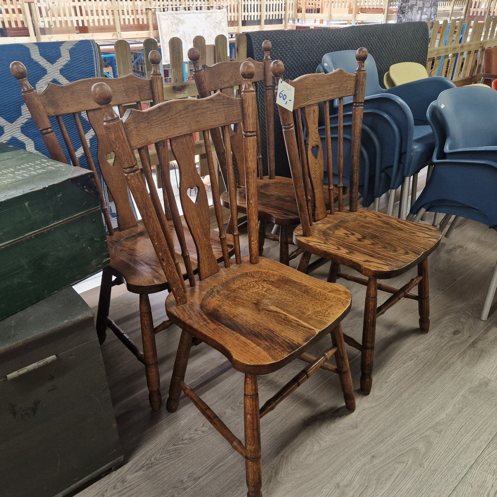 4 Boeren stoelen van hout, Ophalen, Gebruikt, Bruin, Onbekend