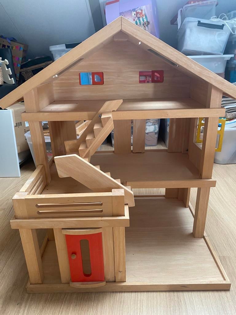 Plantoys houten waldorf poppenhuis, Kinderen en Baby's, Ophalen, Zo goed als nieuw, Poppenhuis