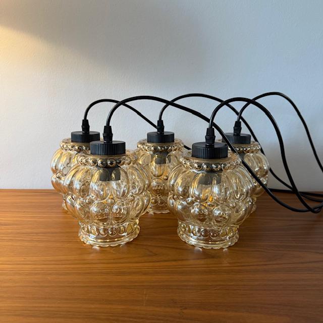 Hanglampjes, Amber glas, Glashütte Limburg, vintage, ‘60/70, Huis en Inrichting, Lampen | Hanglampen, Ophalen of Verzenden, Zo goed als nieuw