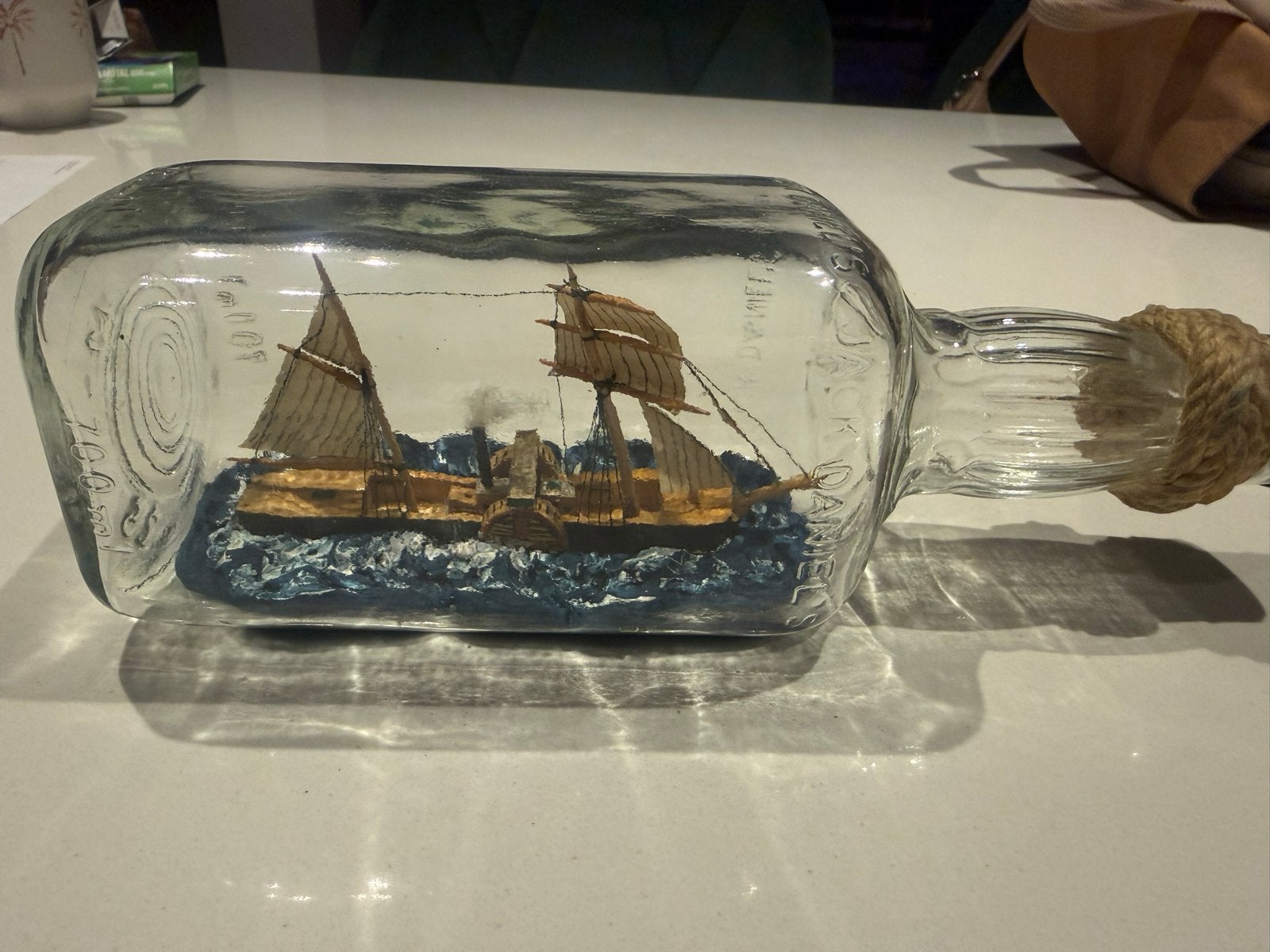 Jack daniels Uniek Schip in Fles - Handgemaakt Decoratiestuk, Ophalen of Verzenden, Zo goed als nieuw