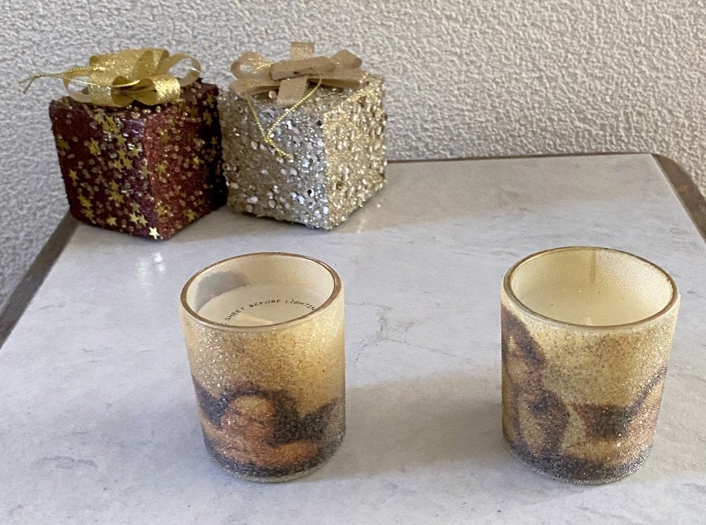 waxinelicht houder engeltjes decor, mozaiek, tijgerprint, Meerkleurig, 8 cm, Ophalen of Verzenden, Kandelaar