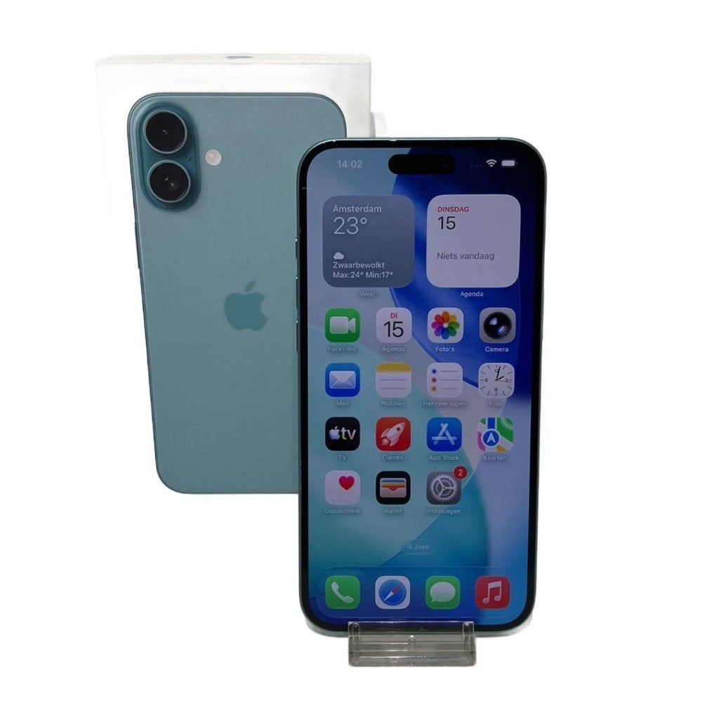 iPhone 16 Plus 128GB Teal ZGAN in Doos Accu:96%, Telecommunicatie, 128 GB, Ophalen of Verzenden, Zo goed als nieuw, Zonder simlock