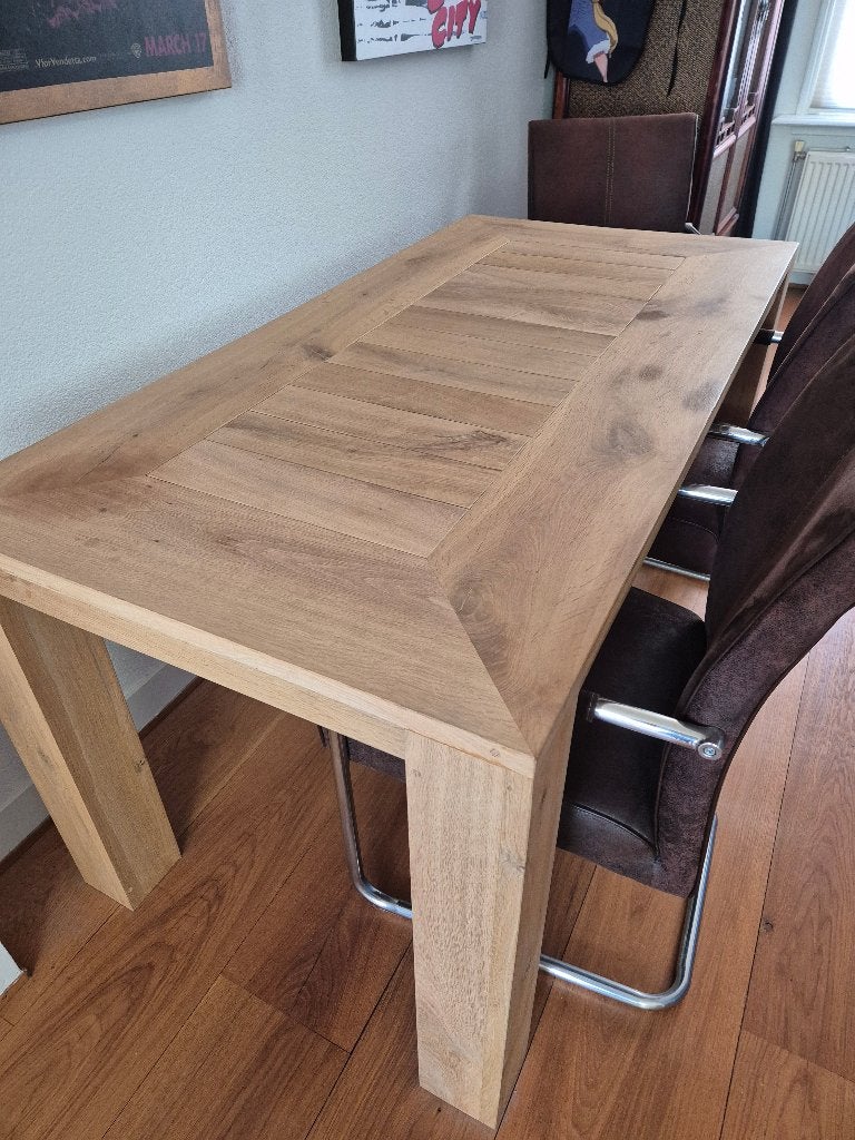Eiken eettafel, Ophalen, Gebruikt, Eikenhout, 50 tot 100 cm