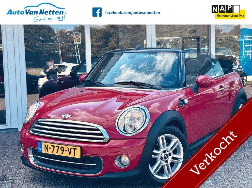 Mini Cabrio 1.6 Cooper Chili,107.dkm!,Leer,Clima,Gr.Navi,Pdc, Euro 5, Gebruikt, Zwart, 4 cilinders