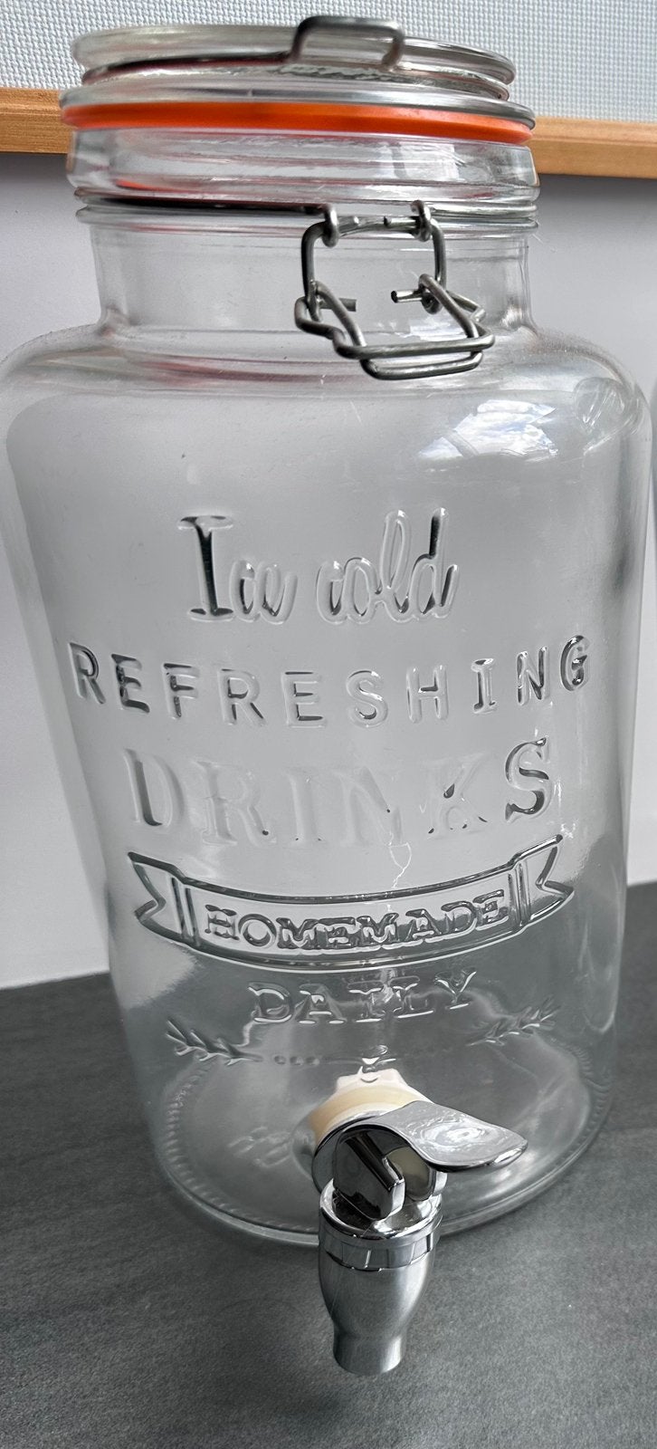 Glazen waterkan met tapkraan  , 2 1/2 ltr, Overige typen, Ophalen of Verzenden, Gebruikt, Glas