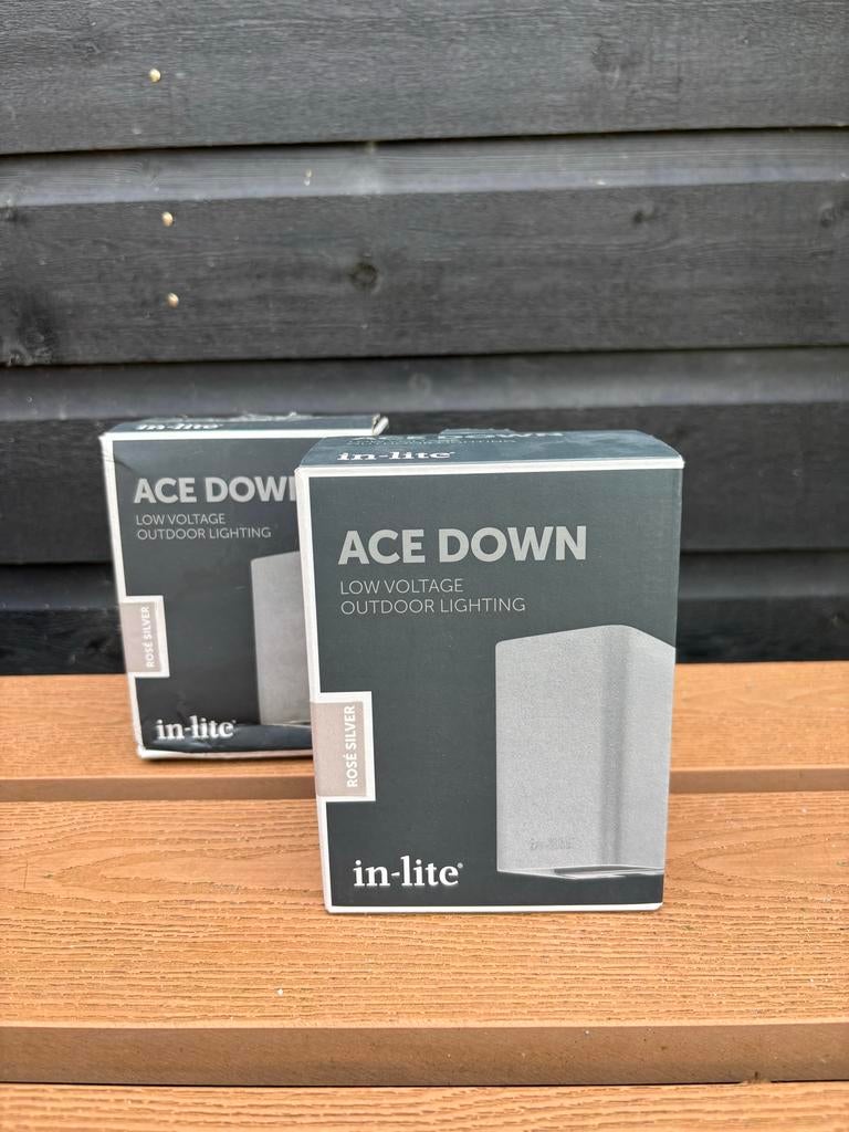 In-lite Ace Down Rose Silver - Duopak €105 korting !, Minder dan 50 watt, Wandlamp, Ophalen of Verzenden, Netvoeding