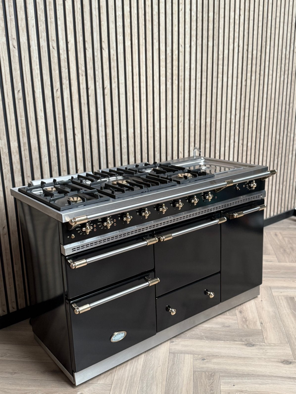 Lacanche Gas Zwart 140cm + Pizza oven + Hete Lucht, Witgoed en Apparatuur, Fornuizen, Hete lucht, 60 cm of meer, Ophalen of Verzenden