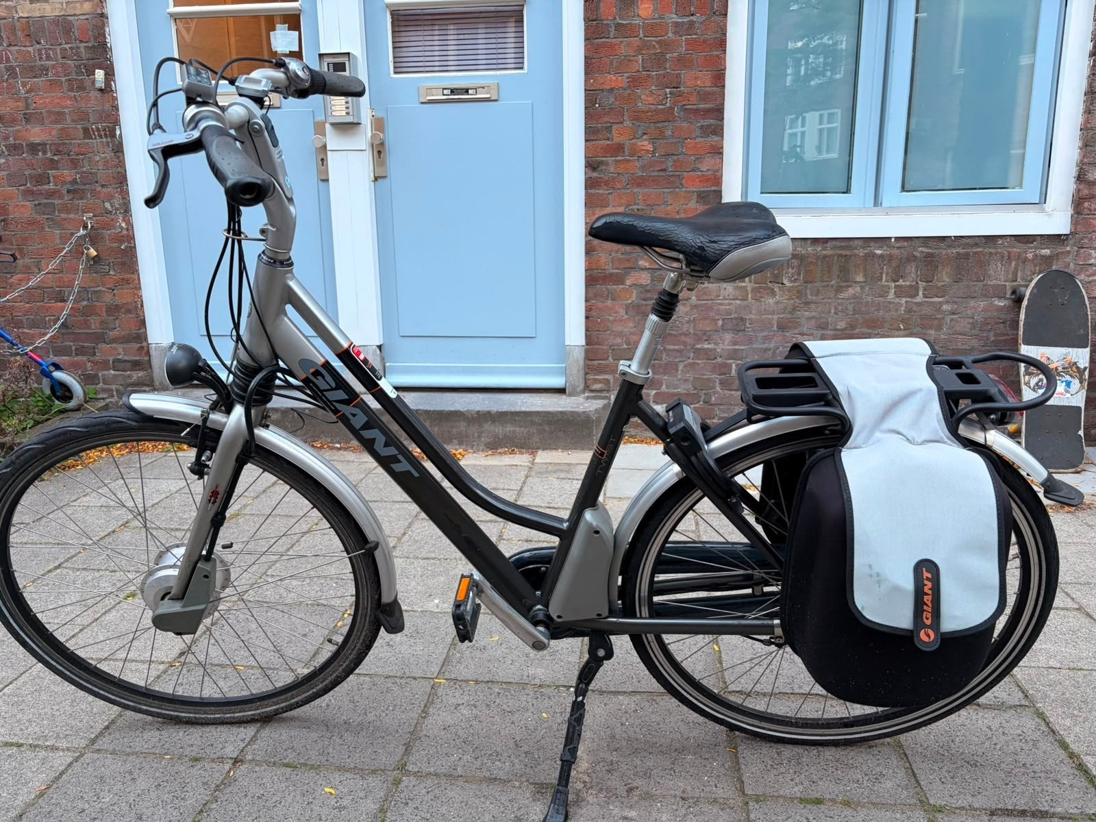 Giant elektrische fiets met fietstassen en oplader, Ophalen, Zo goed als nieuw, Overige merken
