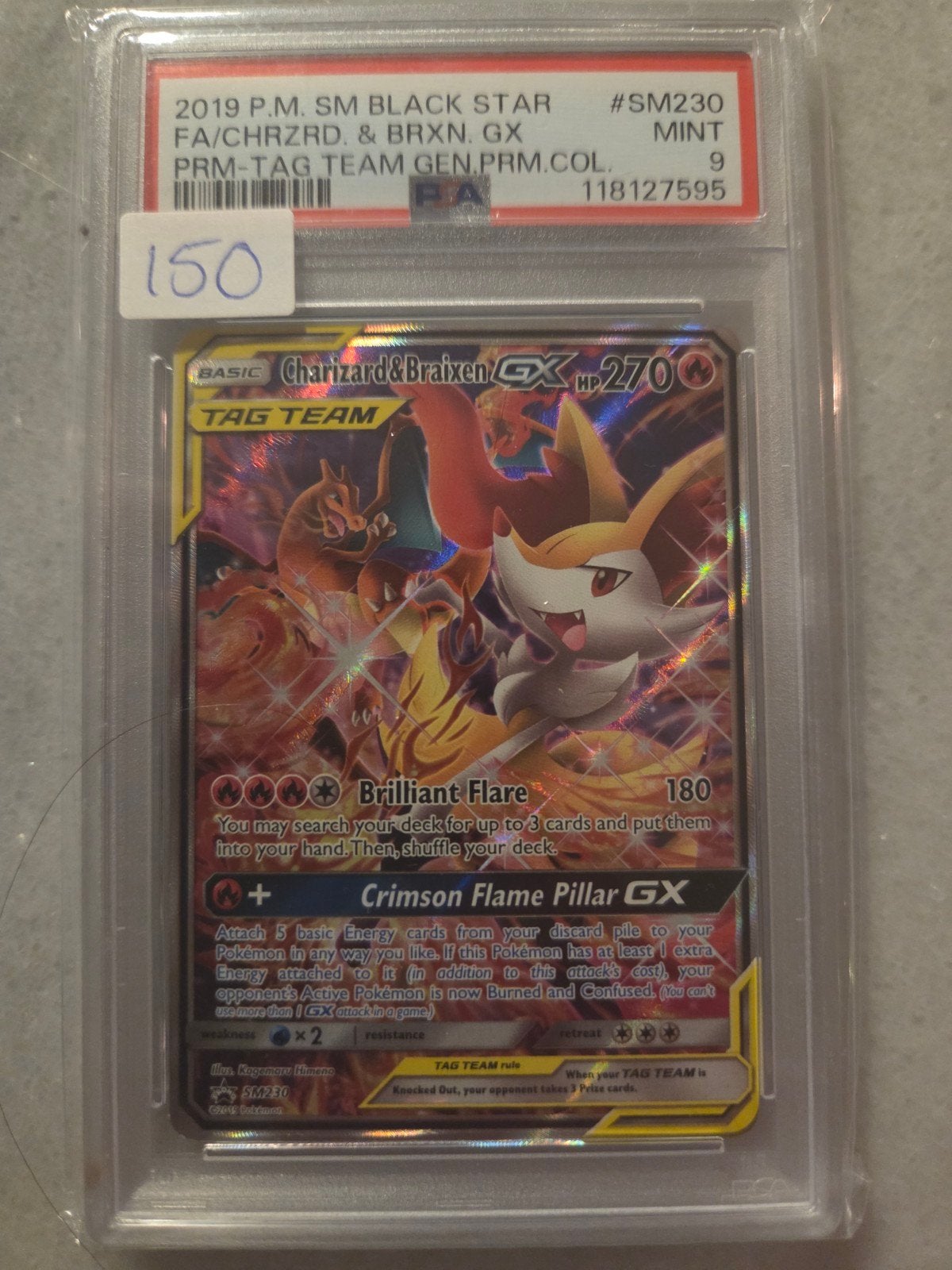 charizard & braixen #sm230 psa 9, Ophalen of Verzenden, Zo goed als nieuw