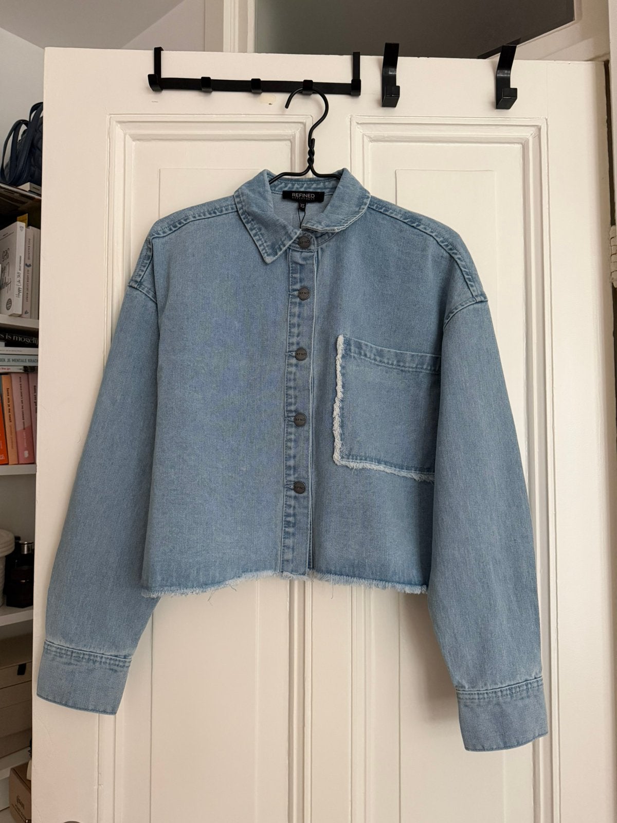 Blouse denim blouse maat xs refined department, Ophalen of Verzenden, Zo goed als nieuw, Maat 34 (XS) of kleiner, Blauw