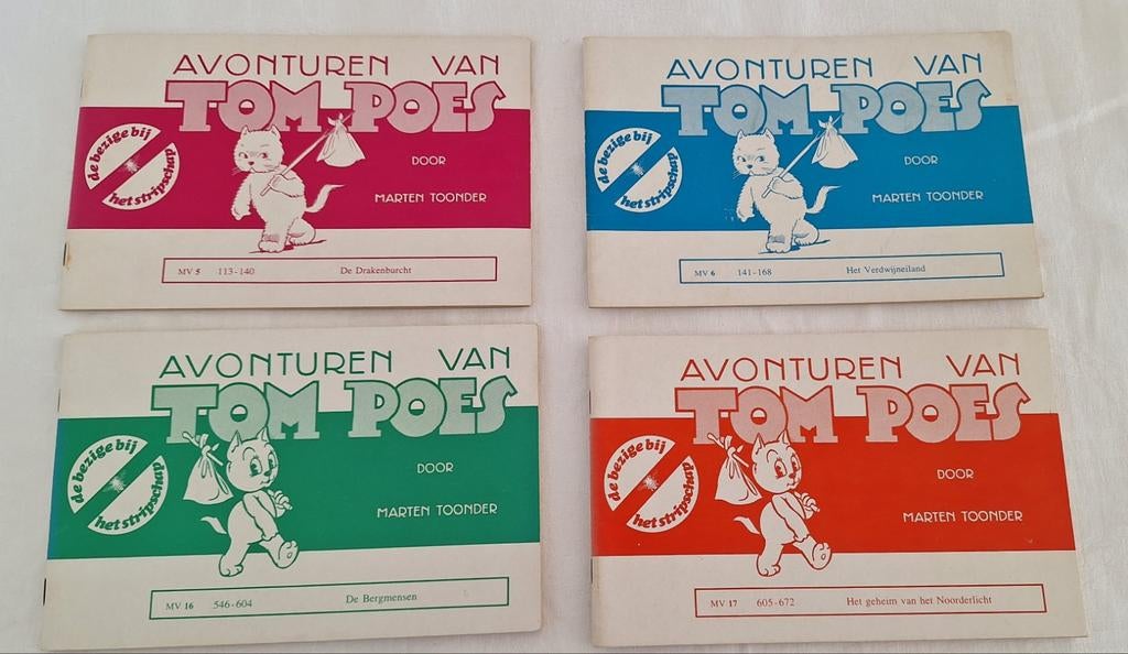 4x Avonturen van Tom Poes uit 1975, Boeken, Stripboeken, Meerdere stripboeken, Ophalen of Verzenden, Gelezen, Marten Toonder