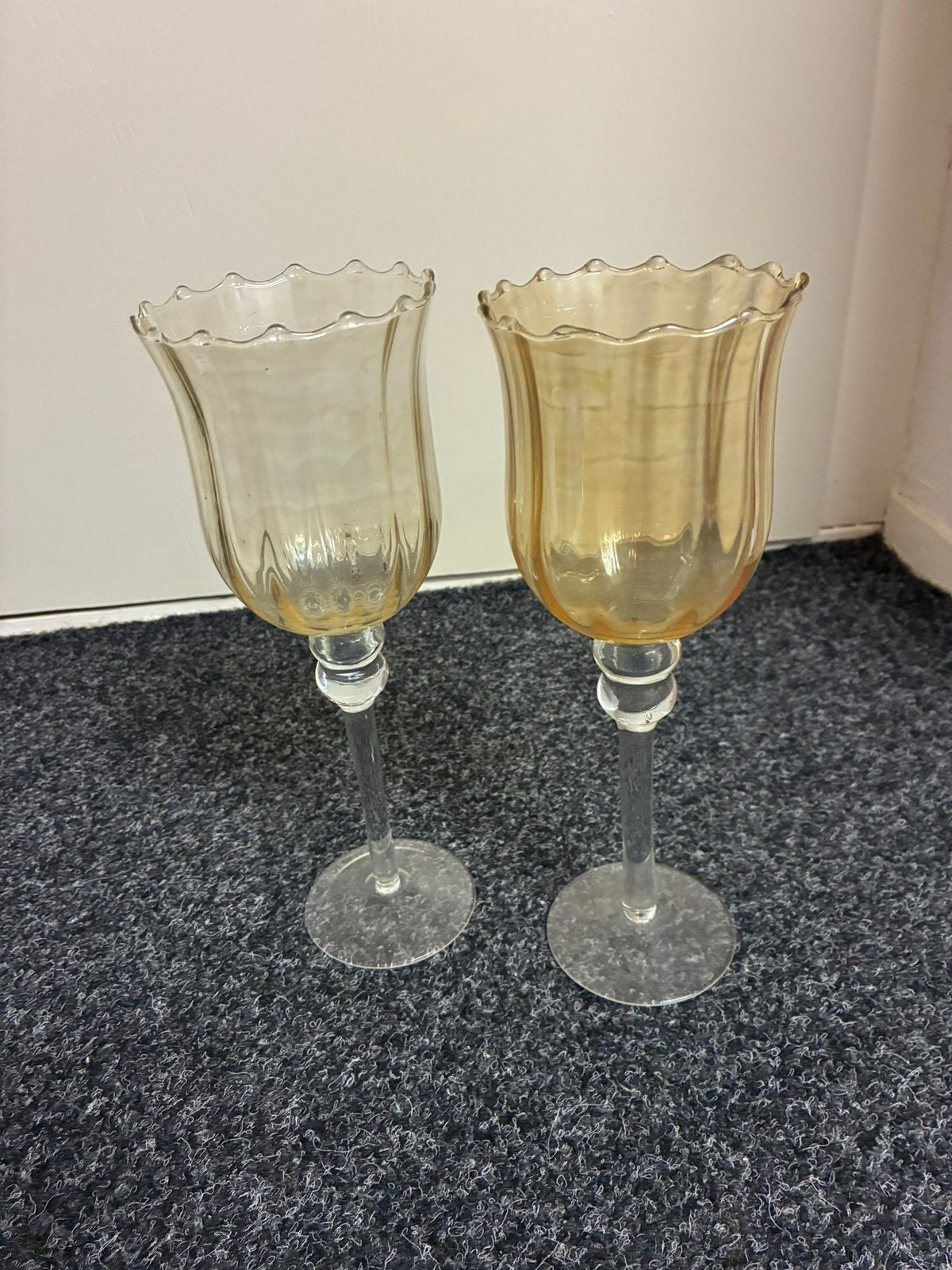Kandelaar Glas waxinelichtjes, Beige, Ophalen of Verzenden, Kandelaar, Glas