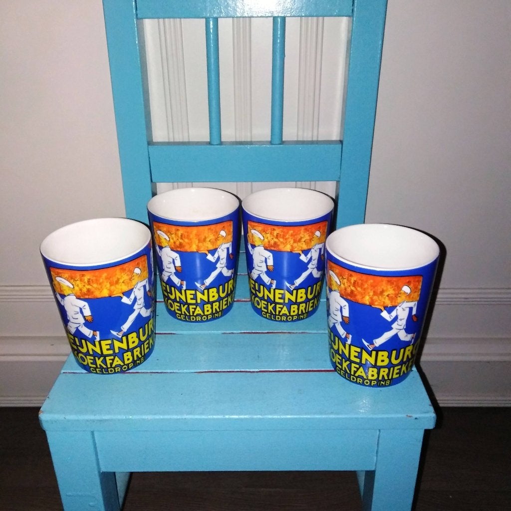 Peijnenburg bekers blauw 4 stuks, Ophalen, Glas of Glazen, Gebruikt, Overige merken