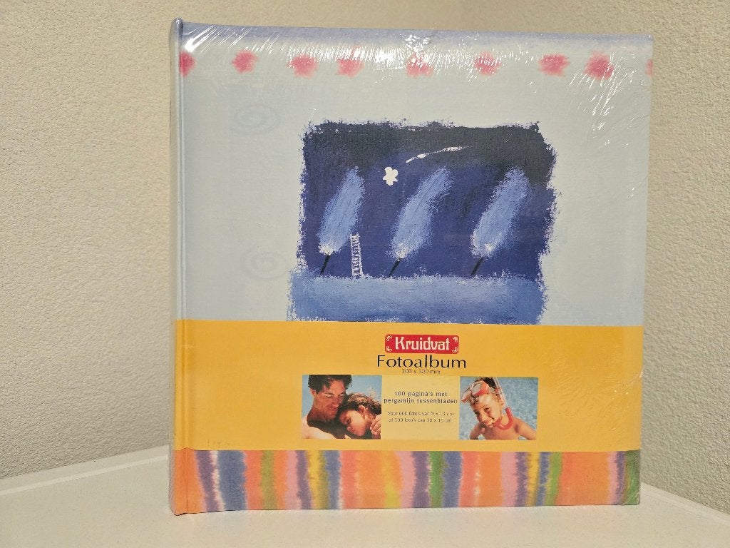 Fotoalbum splinternieuw in het folie, Blauw, Kruidvat, Plakboek, Nieuw