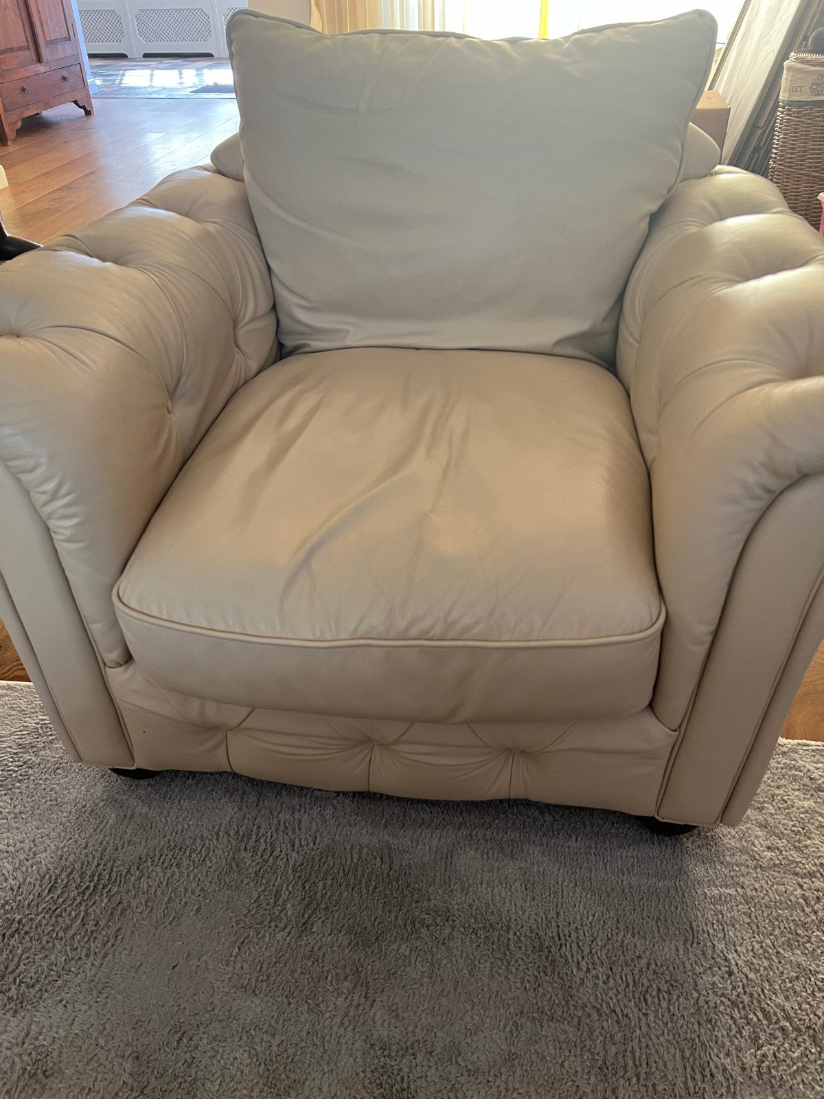 Lederen Fauteuil 100x95 cm - Zithoogte 45 cm, Huis en Inrichting, Ophalen, Zo goed als nieuw, 100 tot 125 cm, Leer