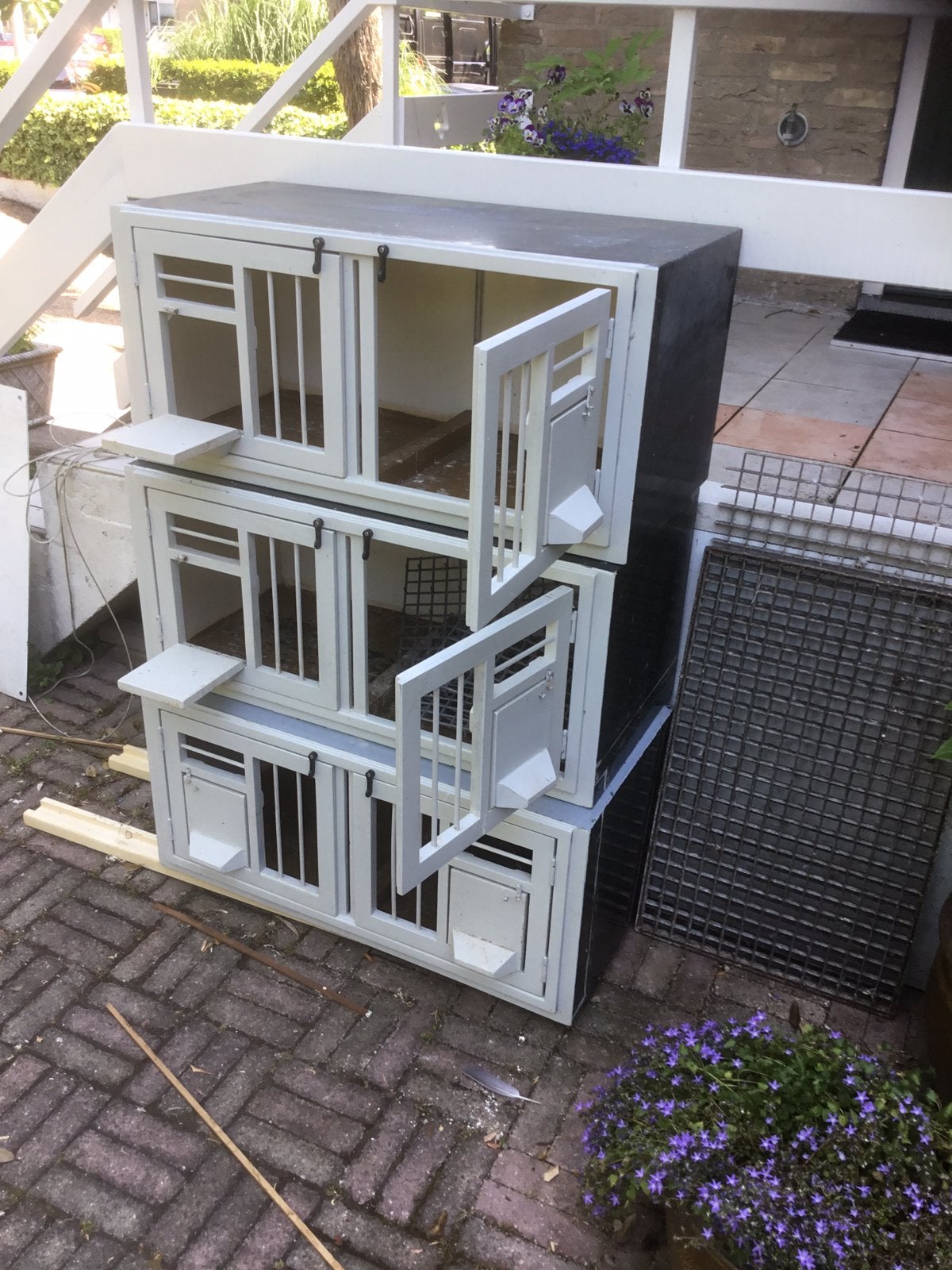 3 dubbele broedhokken (lichthokken), Dieren en Toebehoren, Ophalen, Zo goed als nieuw, Hout, Vogelkooi