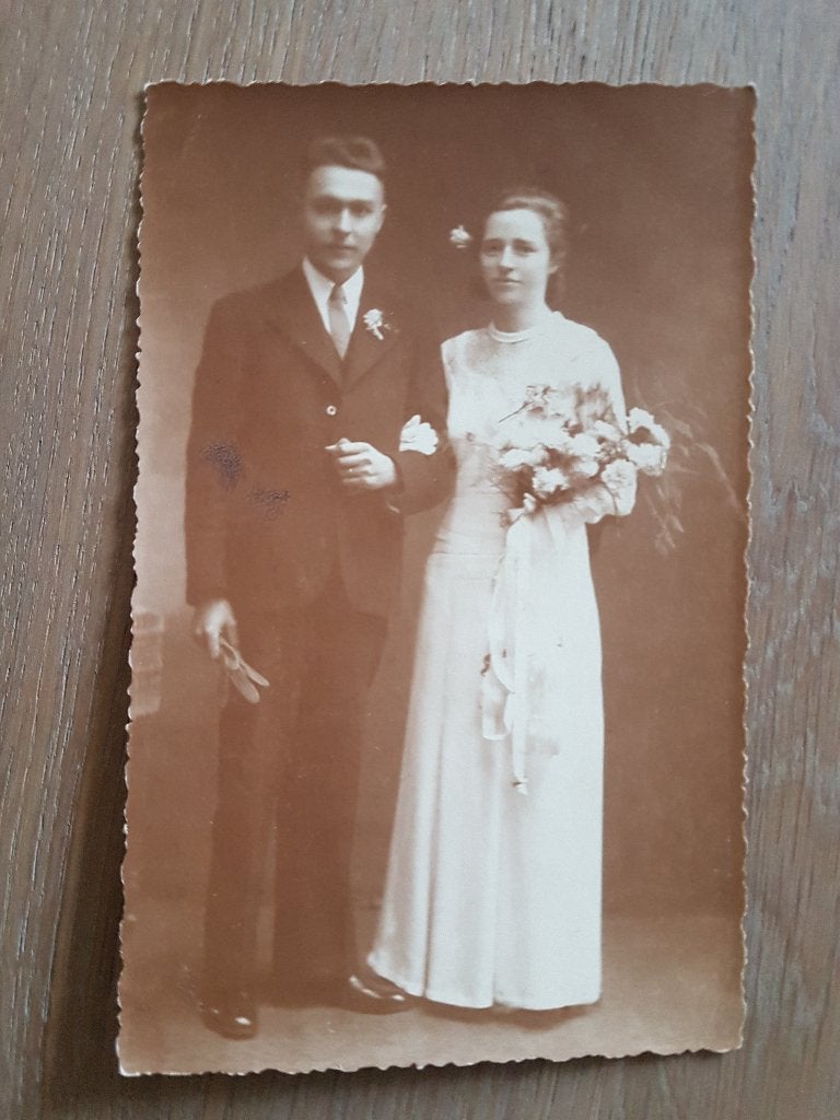 Oude trouwfoto/ansicht, jaren 30 onbeschreven, de Westereen, Ophalen of Verzenden, Voor 1940, Zo goed als nieuw