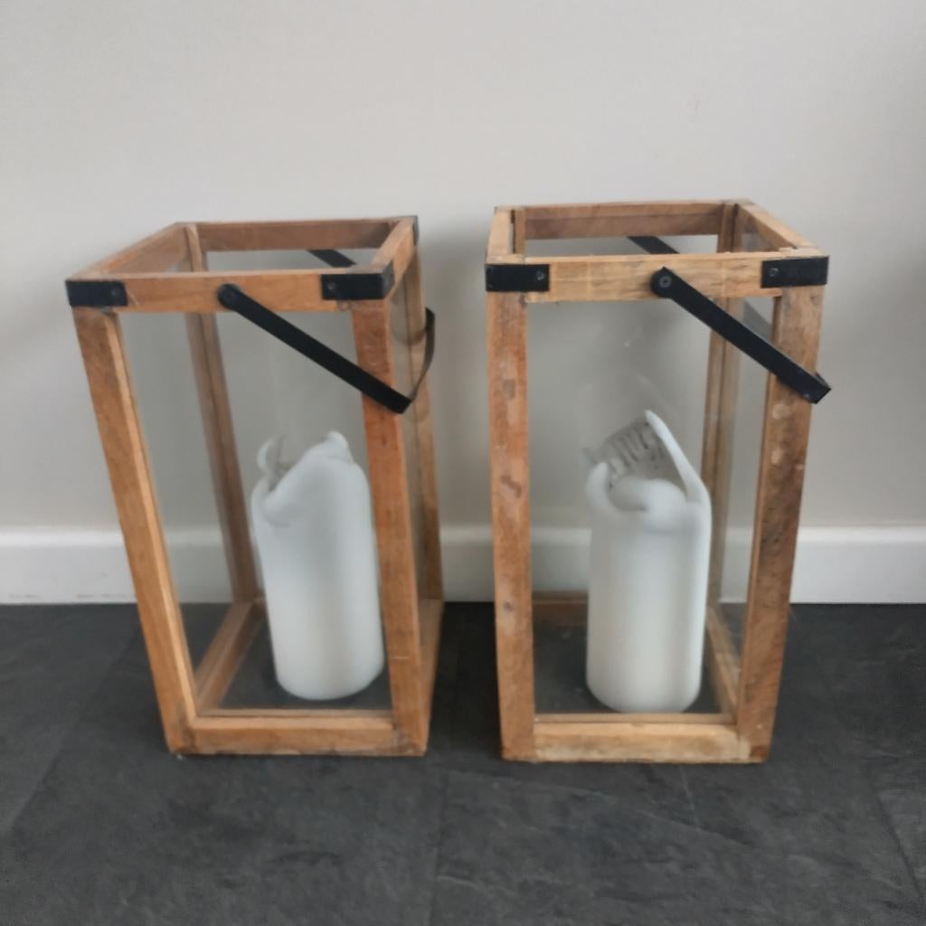 Lantaarn, Huis en Inrichting, Woonaccessoires | Kandelaars en Kaarsen, Ophalen, 25 tot 50 cm, Zo goed als nieuw, Kaars