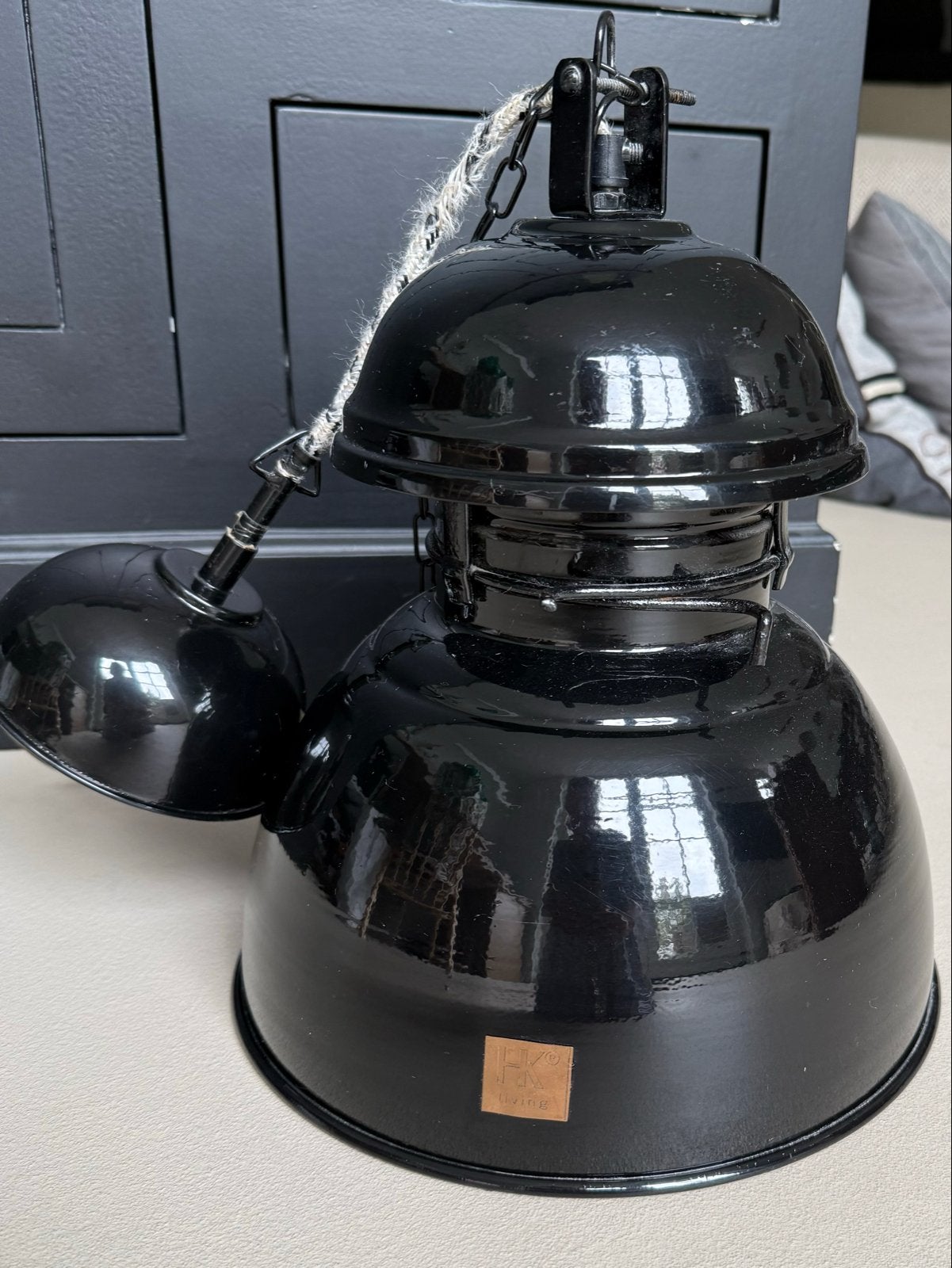 Zwarte Industriële Hanglamp  van hk living, Ophalen, Zo goed als nieuw