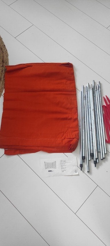 Vintage windscherm katoen oranje #1, Caravans en Kamperen, Ophalen of Verzenden, Gebruikt