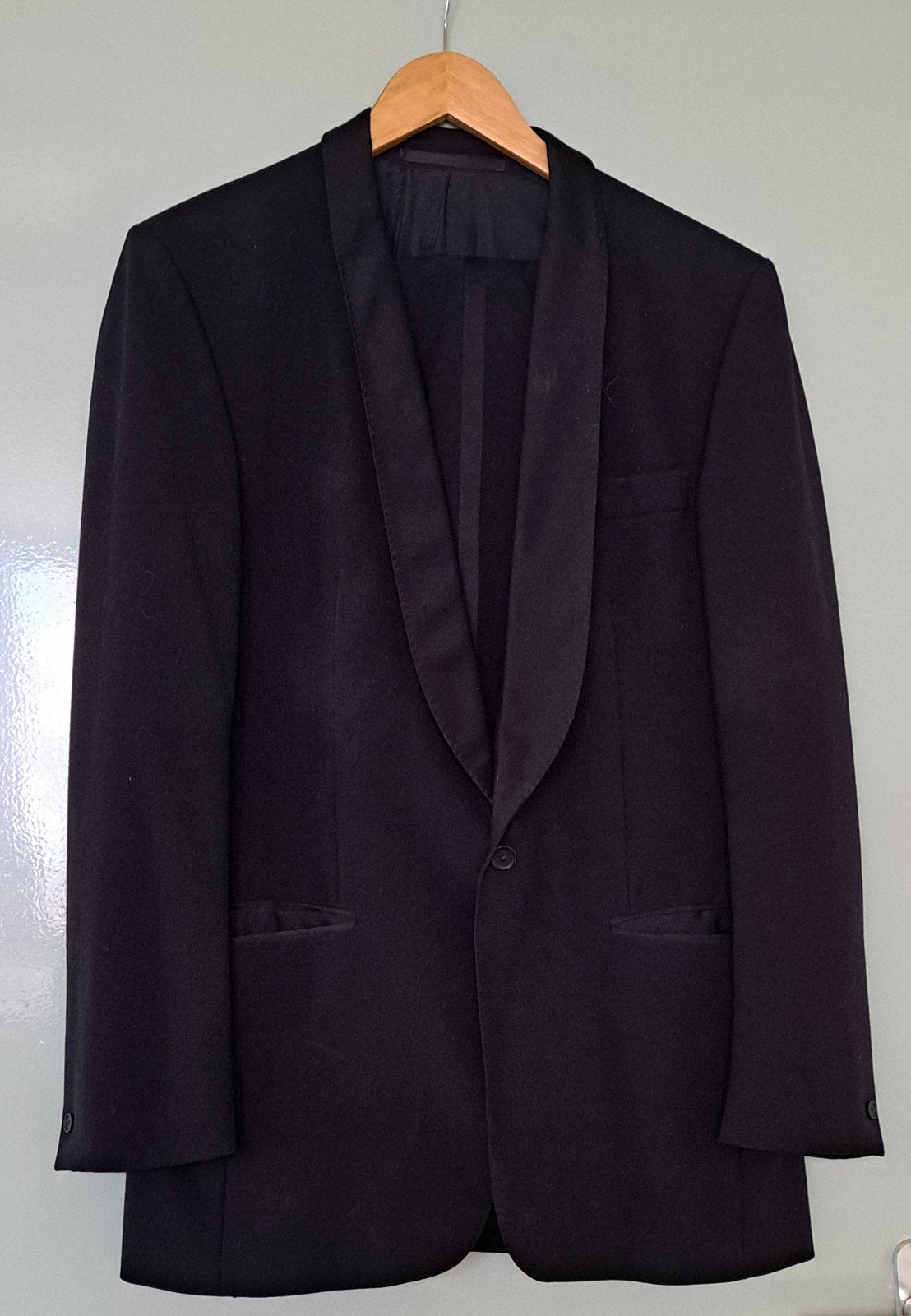 Zwart colbert/smokingjasje + broek0, Maat 52/54 (L), Onbekend, Zwart, Ophalen of Verzenden