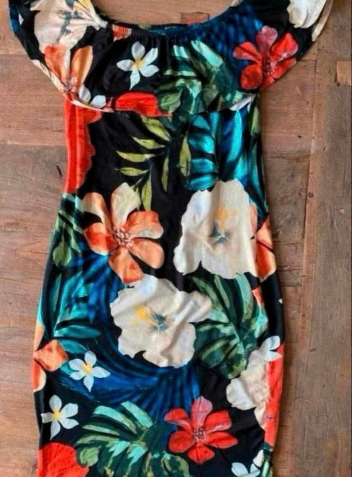 Moody’s Zomerse bloemenjurk met off-shoulder hals, Meerkleurig, Ophalen of Verzenden, Zo goed als nieuw, Maat 36 (S)