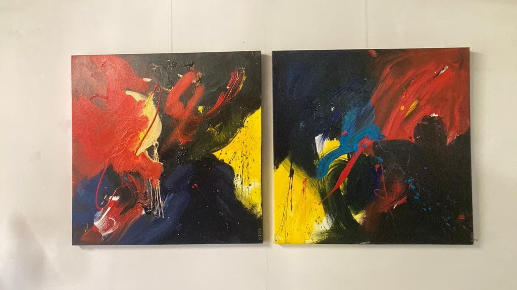 Rob Koedijk 2-luik, Antiek en Kunst, Ophalen of Verzenden