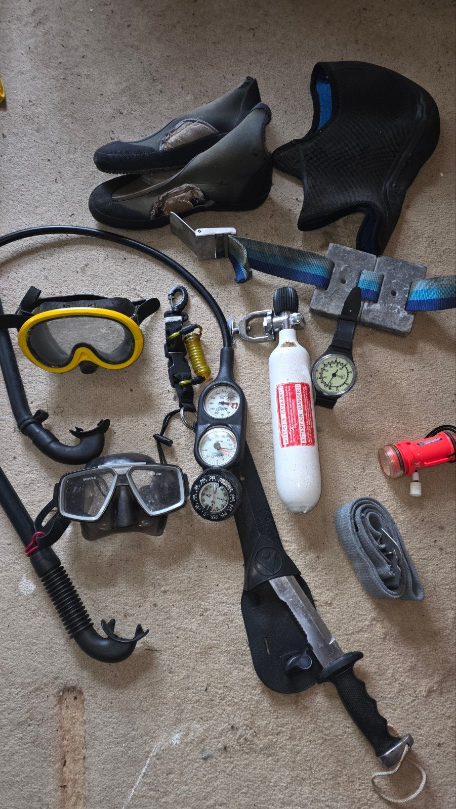 Duikuitrusting: Brillen, Snorkels, Console, Mes, Pony Bottle, Watersport en Boten, Ophalen, Gebruikt, Duikcomputer