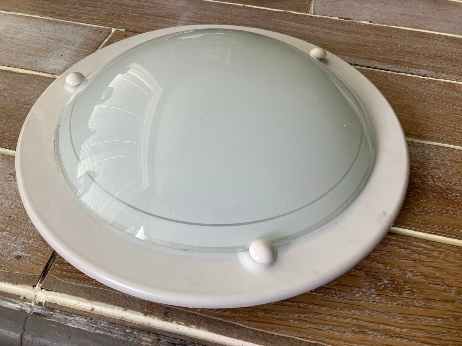 Witte Plafondlamp met Melkglas Kap - Modern Design, Ophalen, Gebruikt, Modern, E27 (groot)