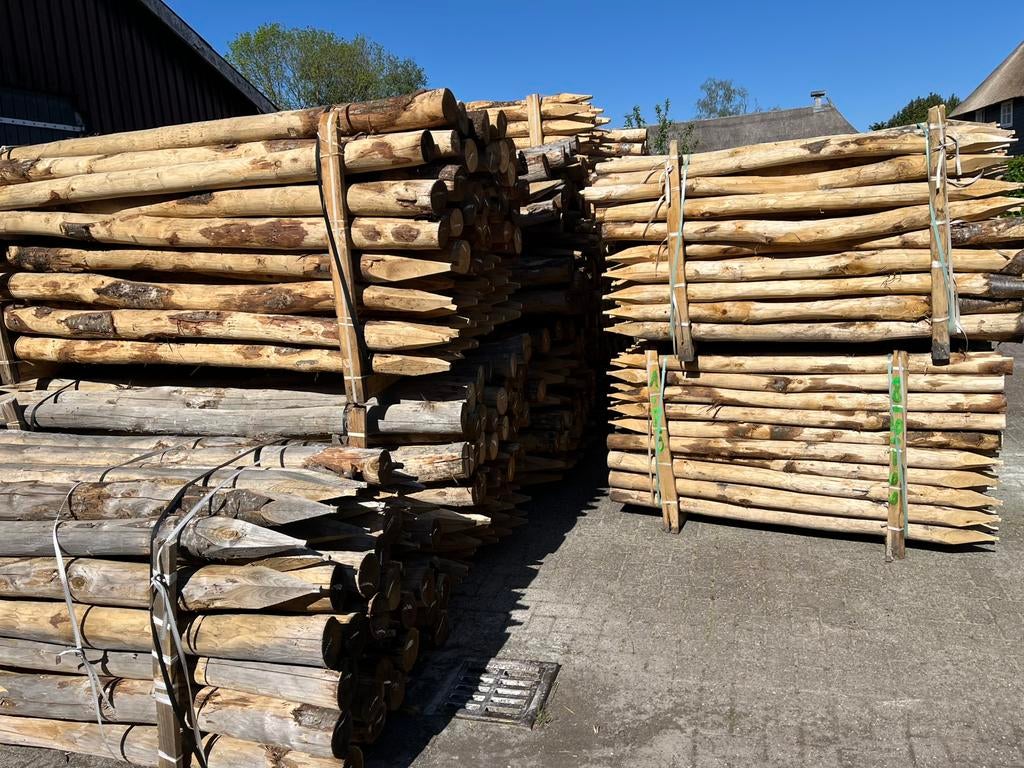 Kastanje paal afrastering zonnedoek schutting duurzaam hout, Tuin en Terras, Palen, Balken en Planken, Ophalen of Verzenden, Nieuw