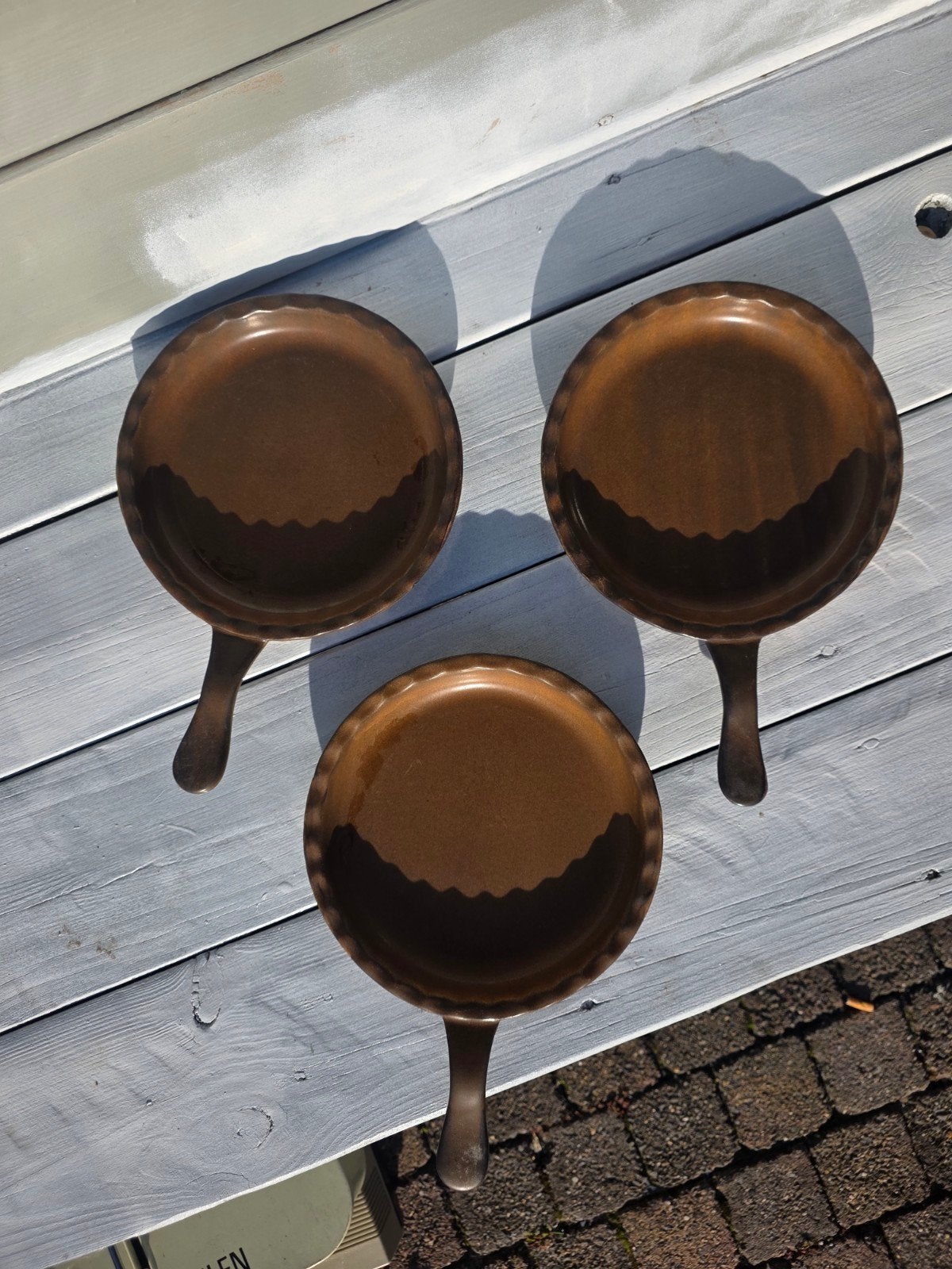 Set van 3 Original Gerzit W. Germany aardewerken pannetjes, Ophalen of Verzenden