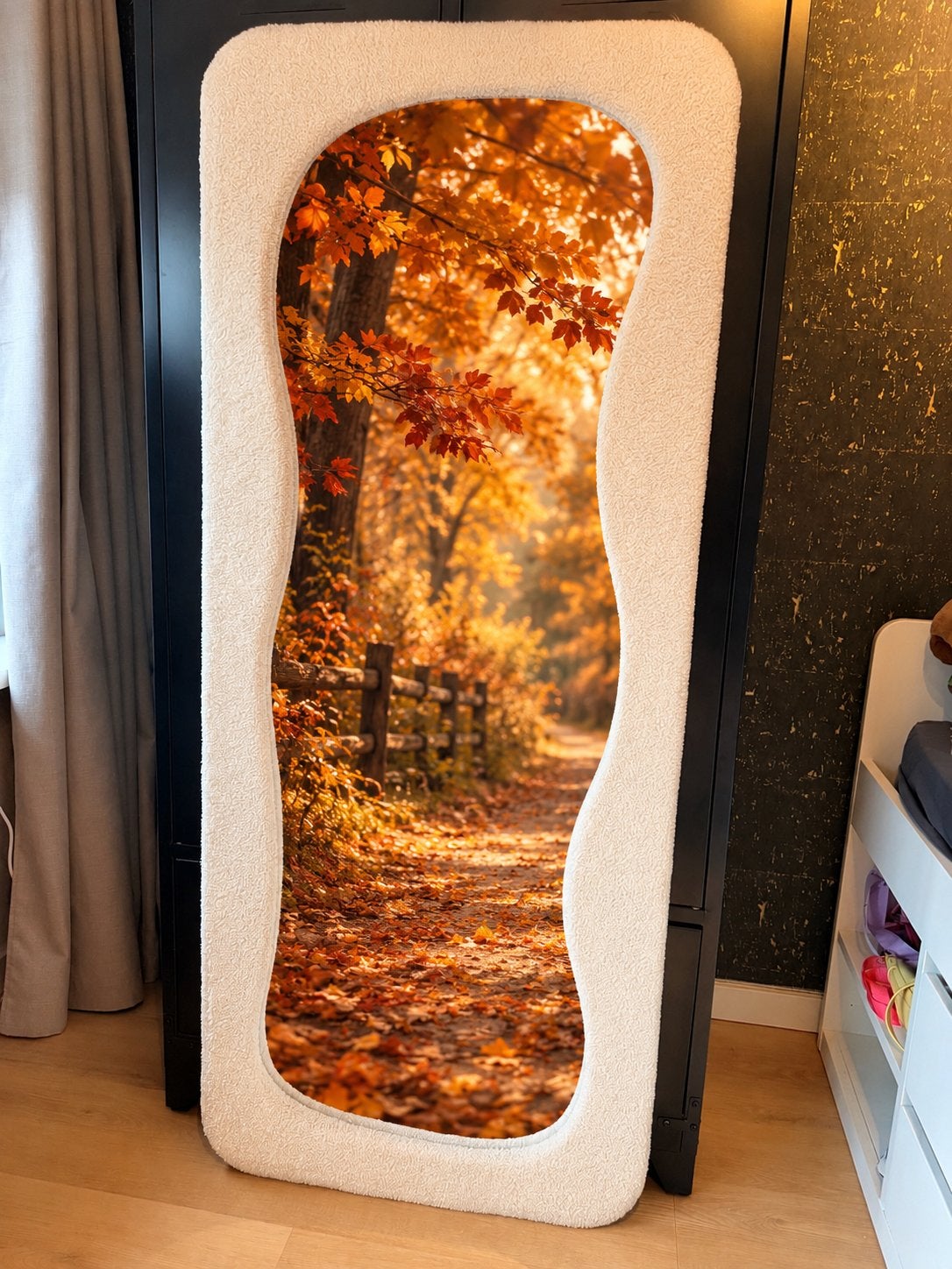 Xenos spiegel met teddy witte rand, Ophalen, Overige vormen, 50 tot 100 cm, 150 tot 200 cm