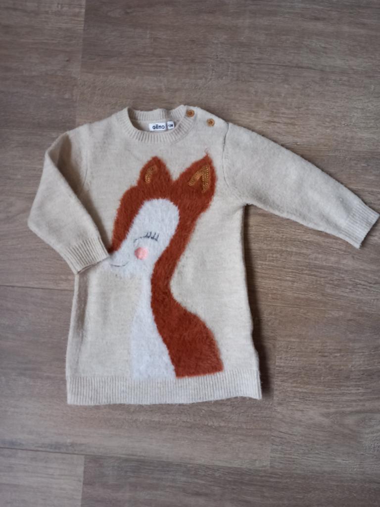 Net warm wollen winter jurkje met vos gemo maat 80., Kinderen en Baby's, Babykleding | Maat 80, Meisje, Ophalen of Verzenden, Zo goed als nieuw