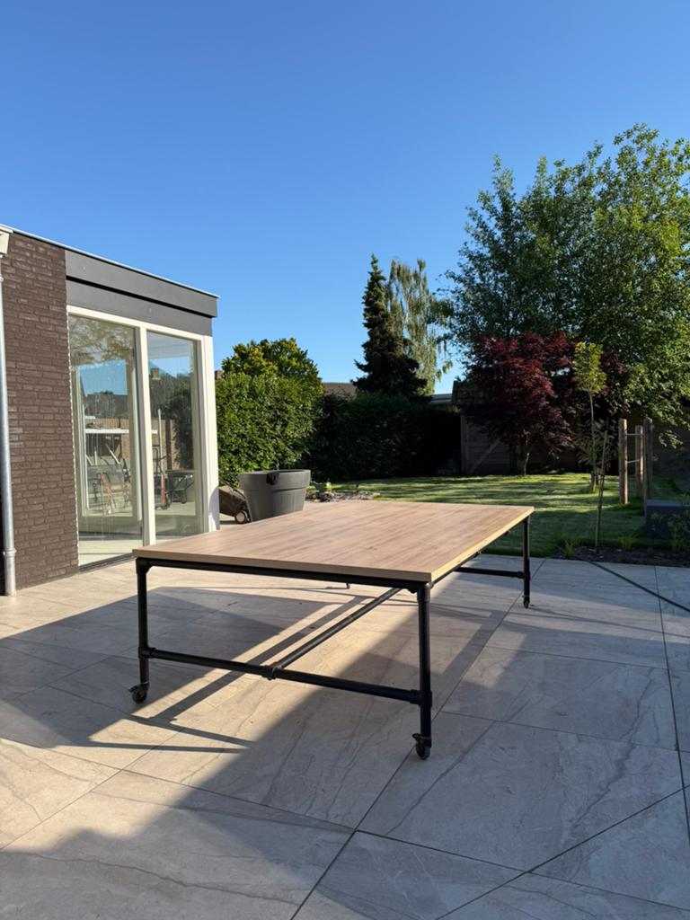 Binnen of buiten tafel!, Tuin en Terras, Tuintafels, Ophalen, Zo goed als nieuw, Rechthoekig, Hout