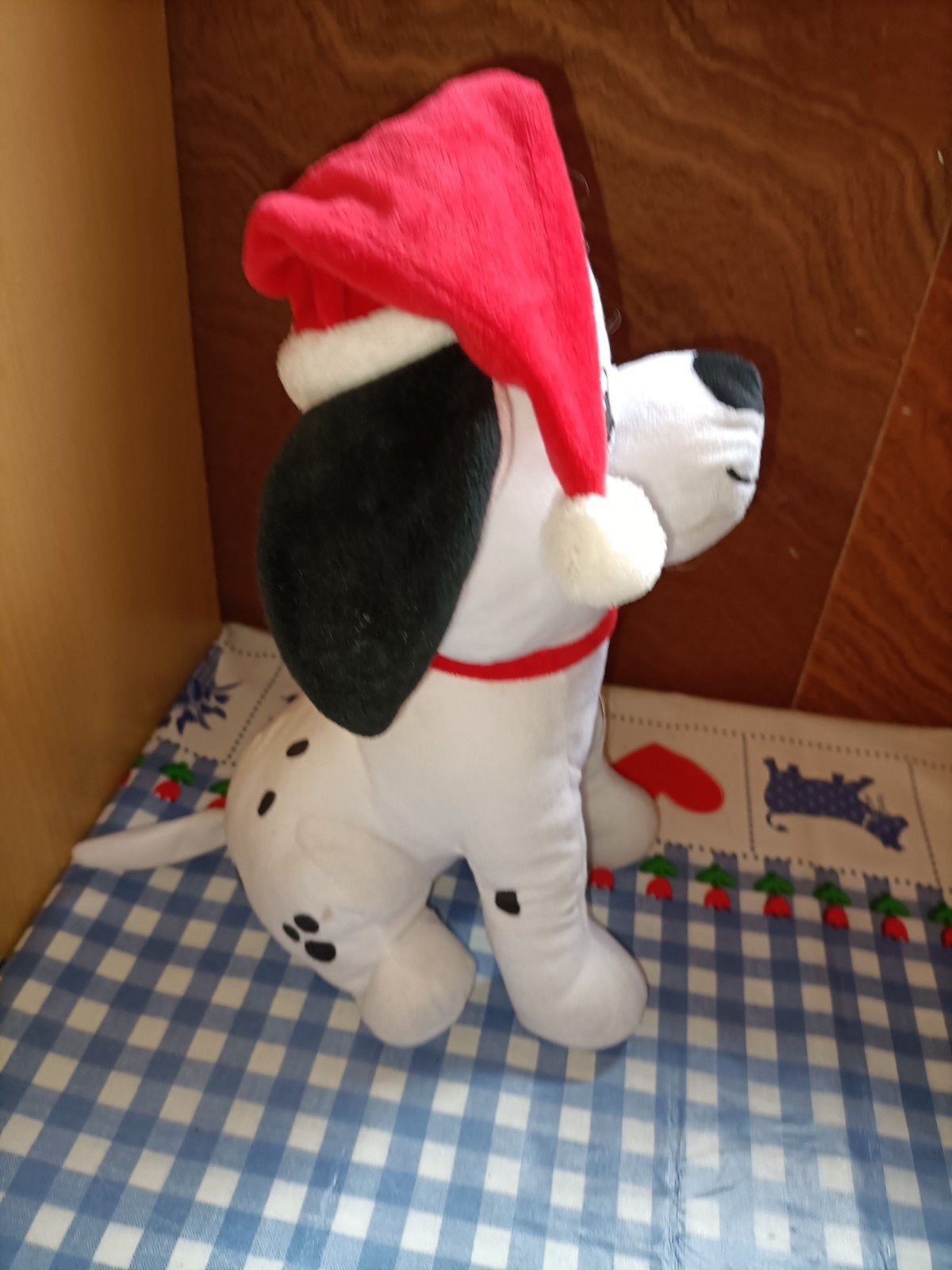 Dalmatiër kerst hond met geluidjes 29 cm, Ophalen of Verzenden, Zo goed als nieuw