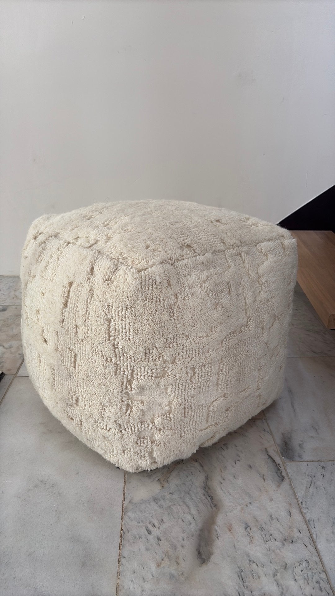 Poef wit 45x45x45, Ophalen, Zo goed als nieuw, Rond, Minder dan 50 cm