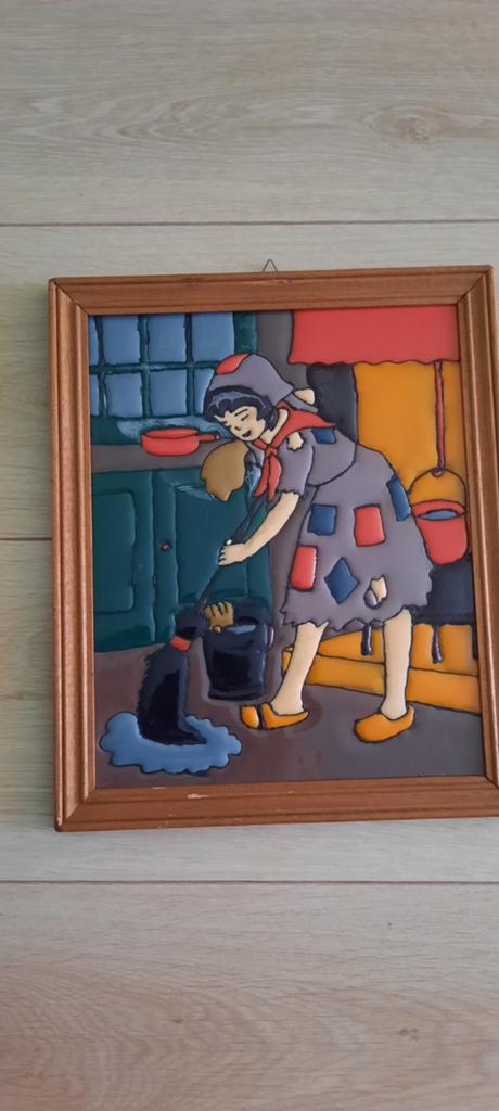 Schilderijtje met assepoester is van glas, Antiek en Kunst, Kunst | Schilderijen | Abstract, Ophalen