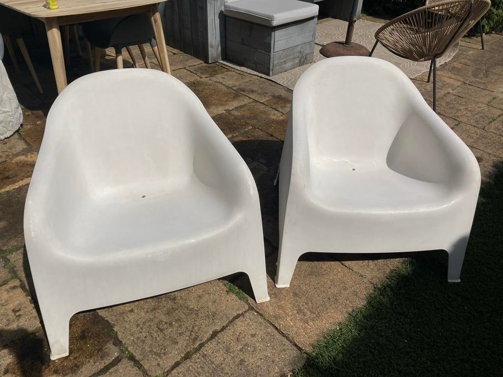 Twee IKEA SKARPÖ Fauteuils Wit, Tuin en Terras, Tuinstoelen, Ophalen, Gebruikt, Kunststof