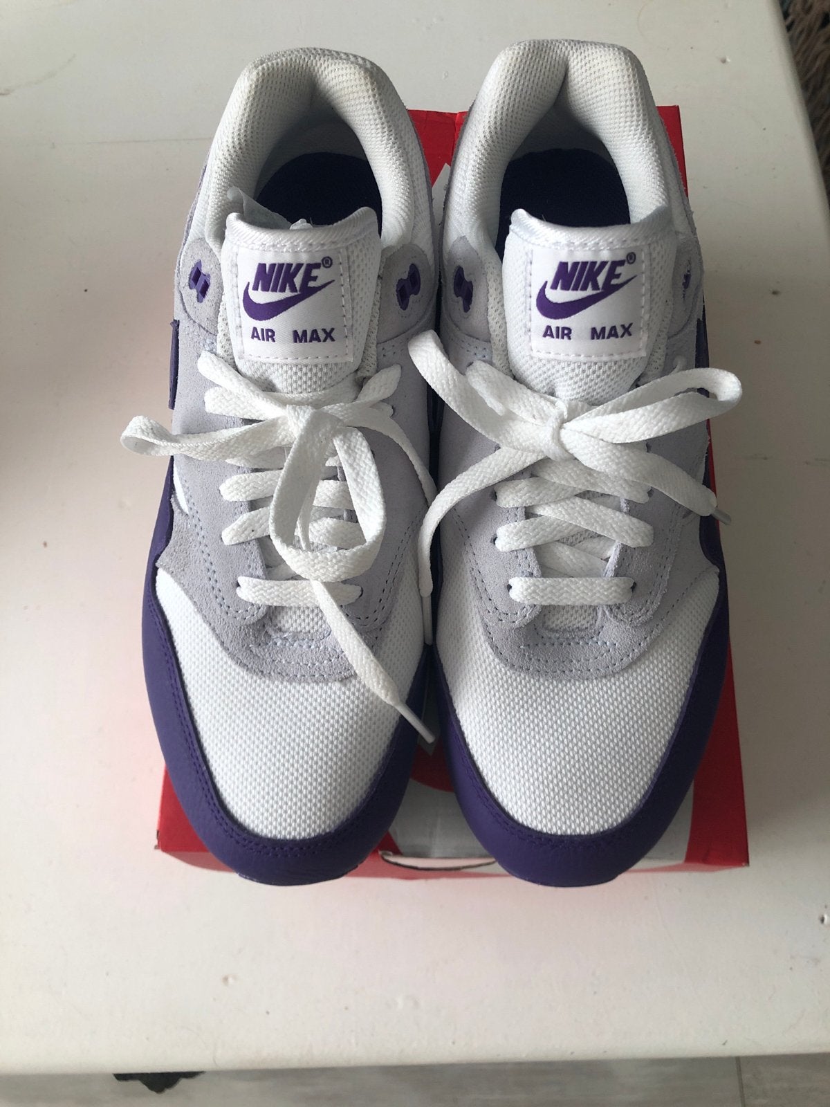Nike Air Max 1 SC White Field Purple - Maat 42, Kleding | Heren, Ophalen of Verzenden, Nieuw, Wit, Sneakers of Gympen