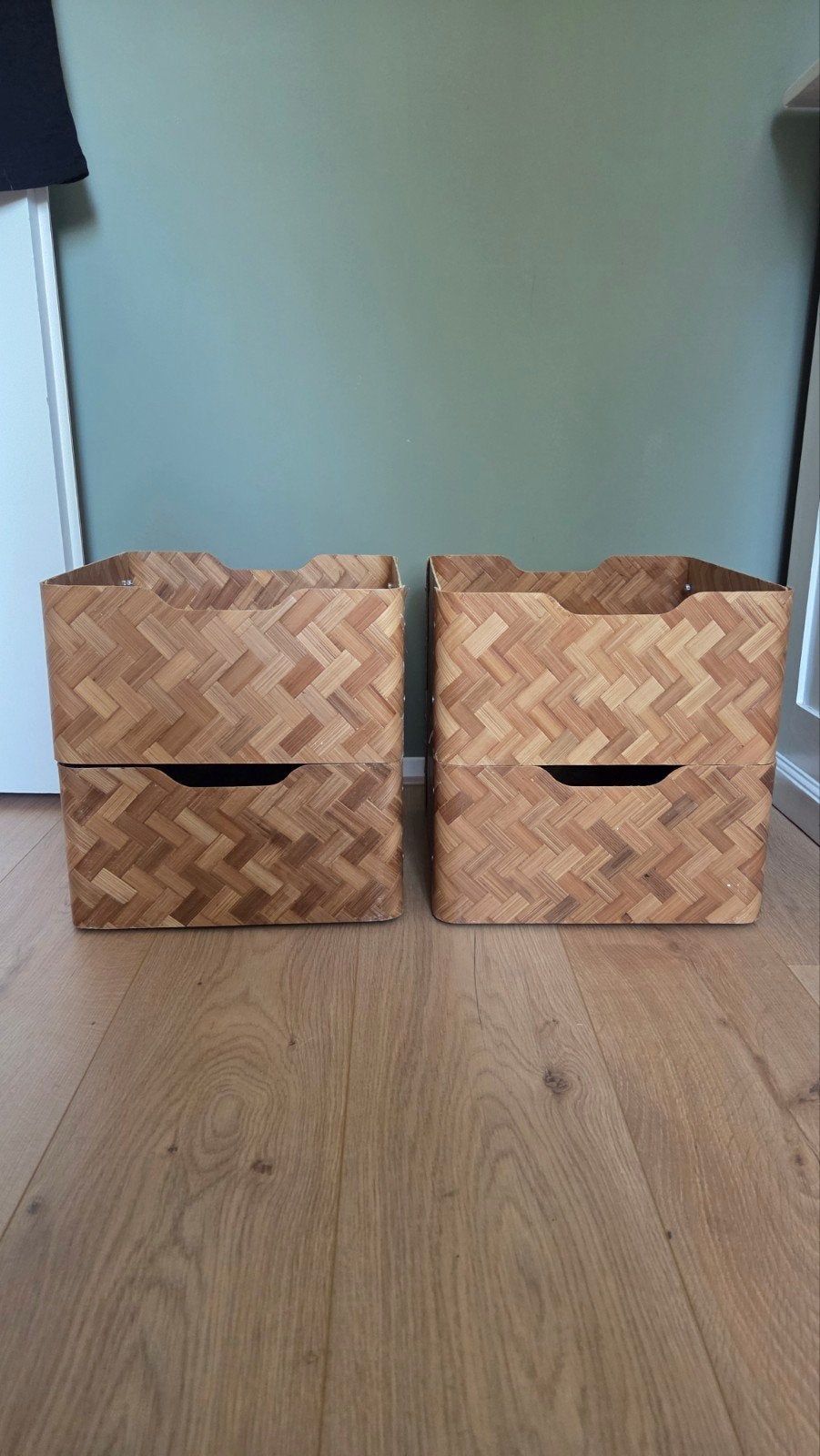 4 opbergbakken van Ikea, Huis en Inrichting, Ophalen, Gebruikt, Gevlochten, Mand