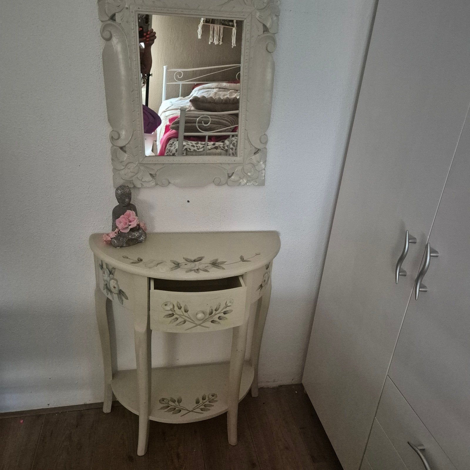 Leuke kaptafeltje met lade en met spiegel, Ophalen of Verzenden, Rechthoekig, Minder dan 55 cm, 60 cm of meer